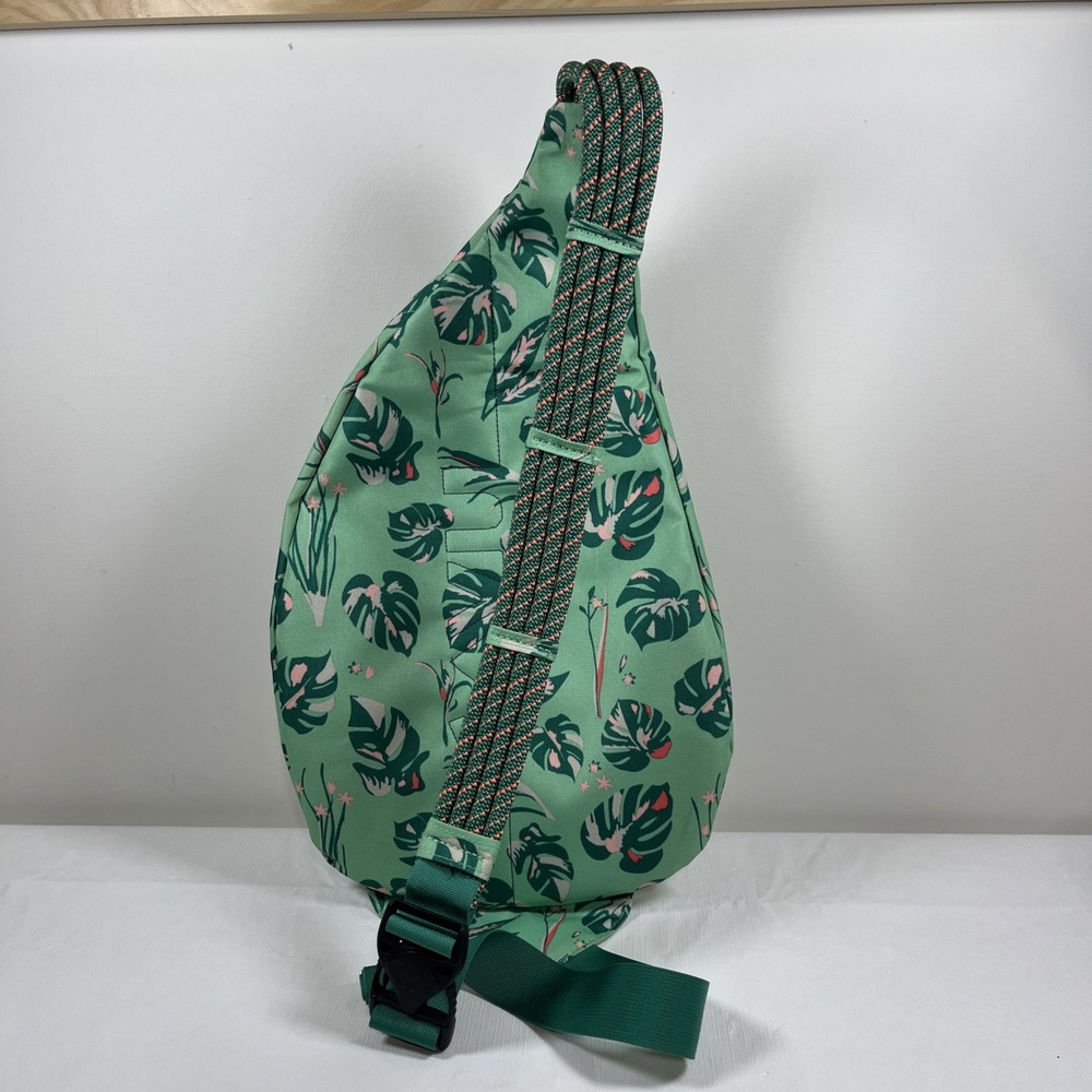 Kavu Rope Sack Leaf Print Nylon Sling Backpack Boho Outdoors Hiking Bag Casual - Picture 4 of 16